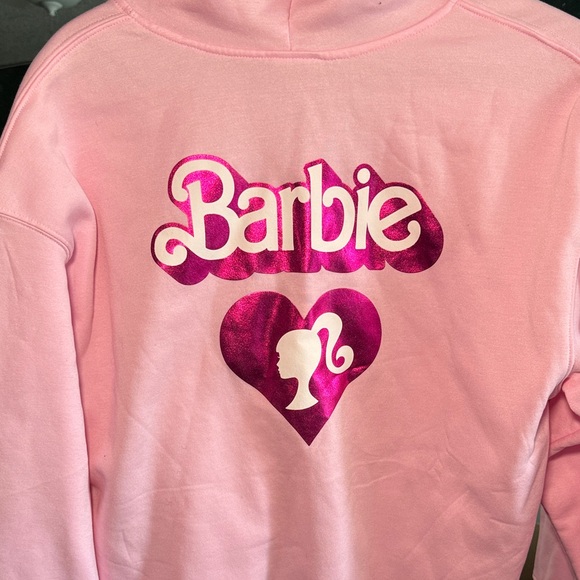 Mattel Juniors Barbie Pink Girls Zip Hoodie Metallic Print XL 15-17 - Picture 7 of 11